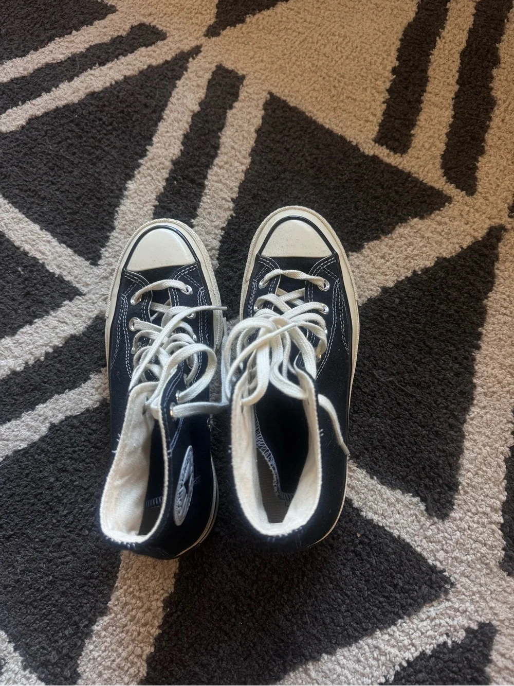 Black High-Top Converse with off white Accents